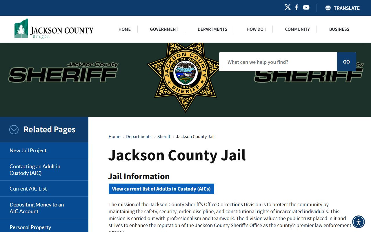 Jackson County arrest records jail information