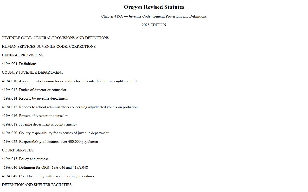 Jackson County arrest records Oregon juvenile records law