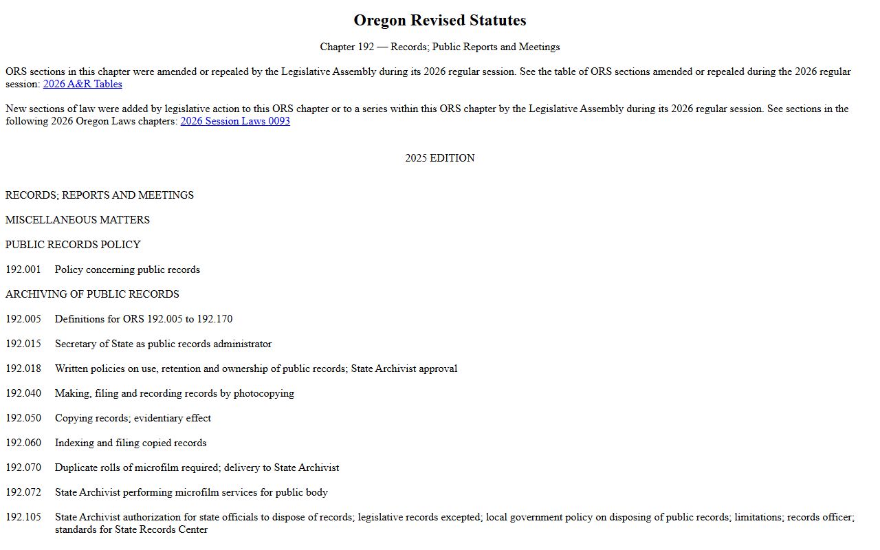 Jackson County court records Oregon public records law