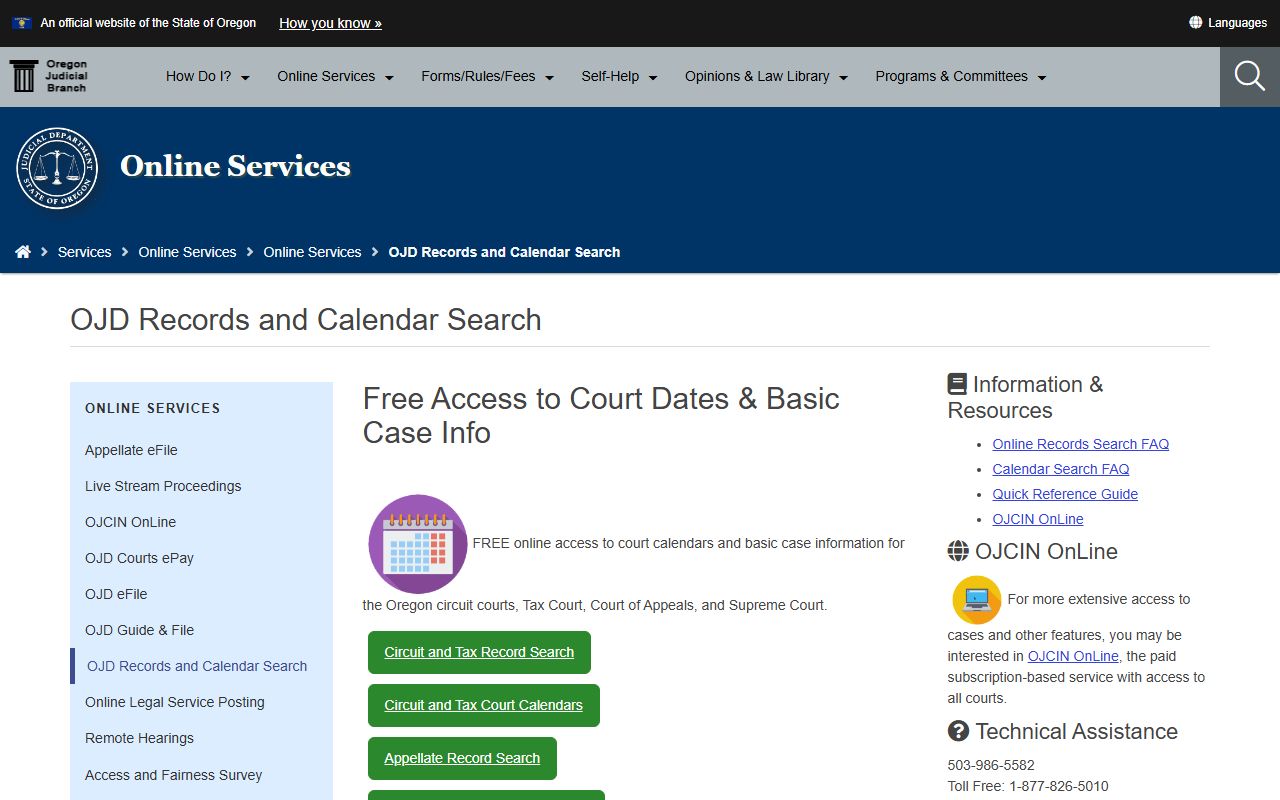 Jackson County Court records statewide OJD search