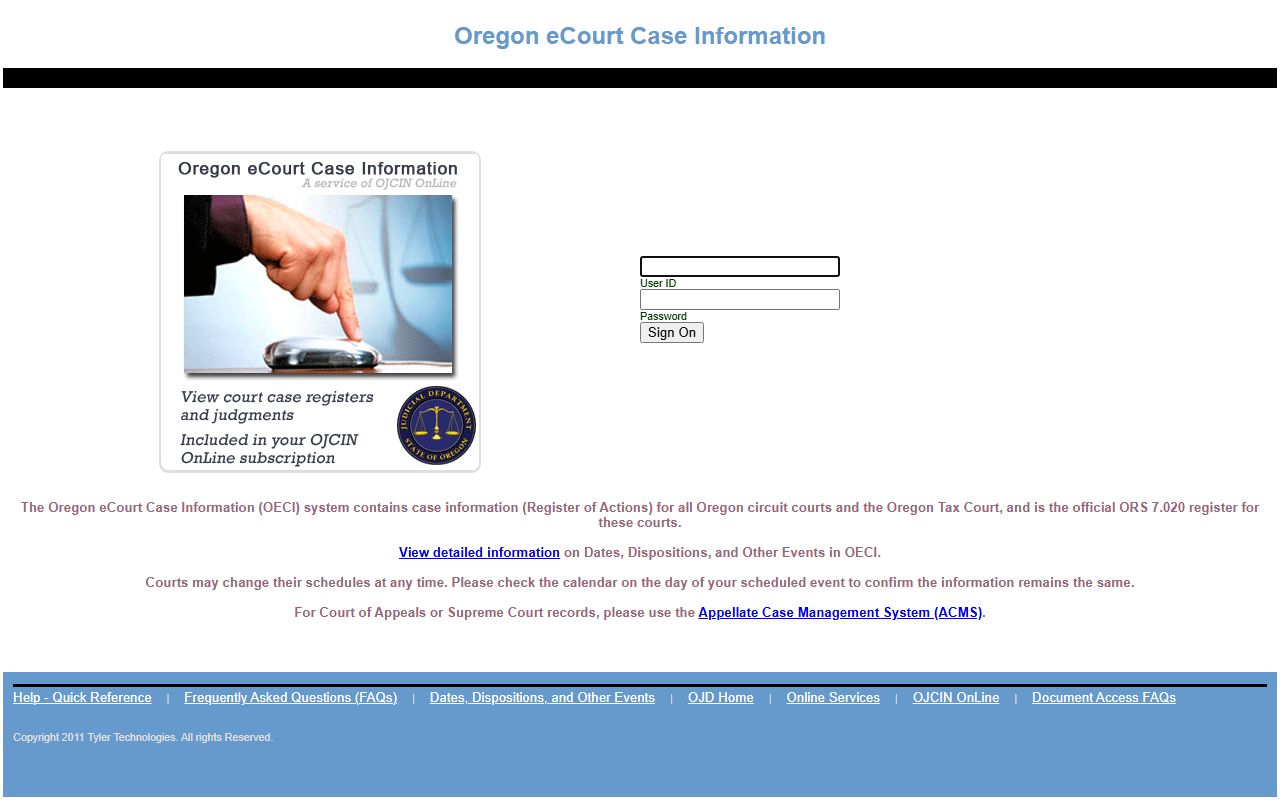 Jackson County Court calendar search portal