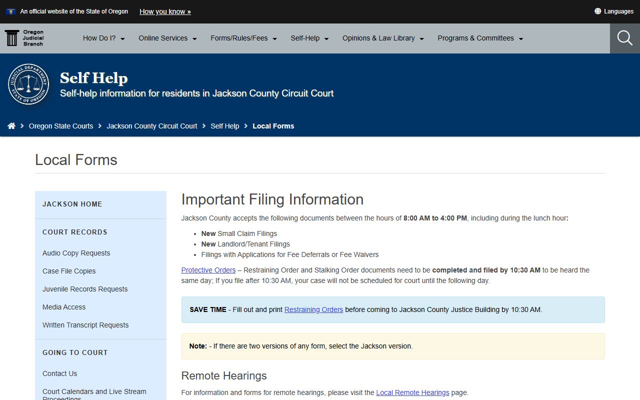 Jackson County probate records local court forms