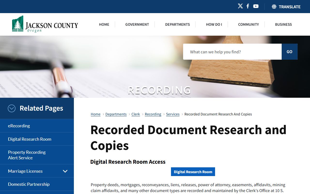 Jackson County probate records recorded document research